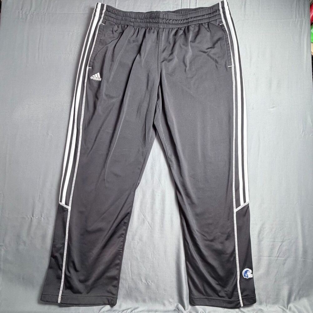 Adidas Men 2XL Warmup Pants Stripe Straight Wide Leg Black White Athletic Pocket